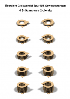 Fleischmann Spur N Gleise R1/R2 2-gleisig 194,6/228,2mm - Gewindestangen -
