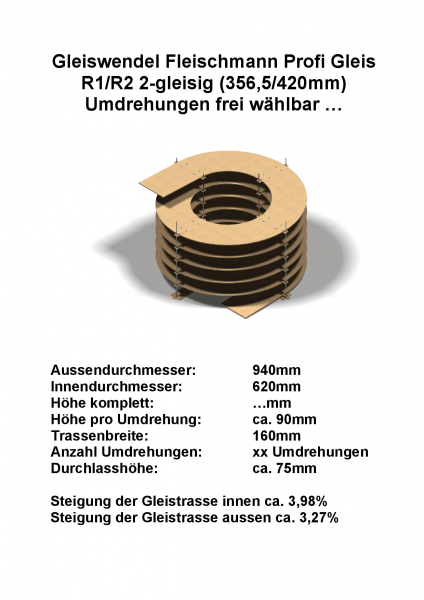 H0 Fleischmann Profi-Gleise R1/R2 2-gleisig 356,5/420mm - Gewindestangen -