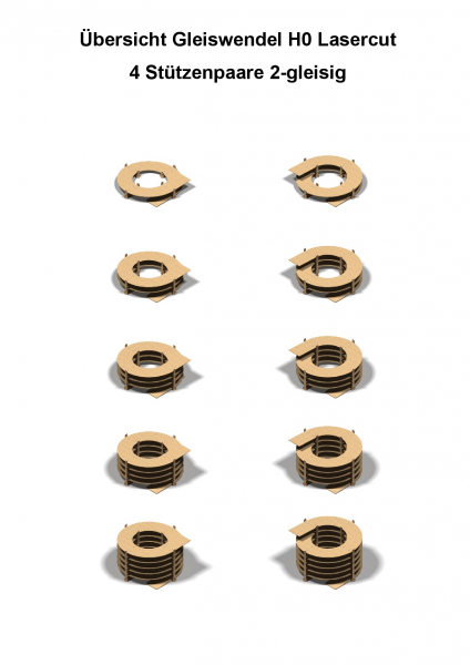 H0 Märklin C-Gleise R1/R2 2-gleisig 360/437,5mm - 6mm Lasercut -